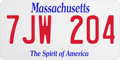 MA license plate 7JW204