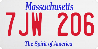 MA license plate 7JW206