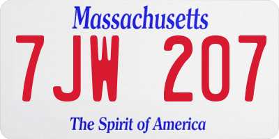 MA license plate 7JW207