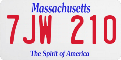 MA license plate 7JW210