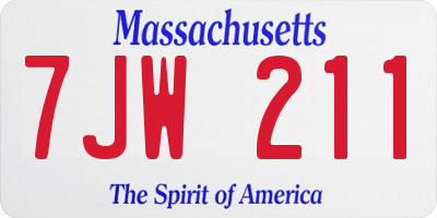 MA license plate 7JW211