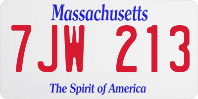 MA license plate 7JW213