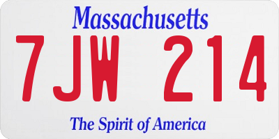 MA license plate 7JW214