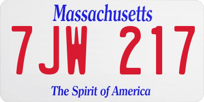 MA license plate 7JW217