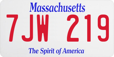 MA license plate 7JW219