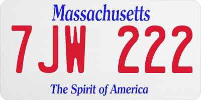 MA license plate 7JW222