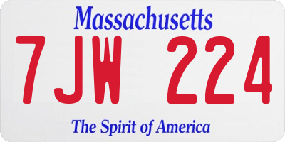 MA license plate 7JW224