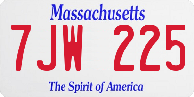 MA license plate 7JW225