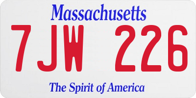 MA license plate 7JW226
