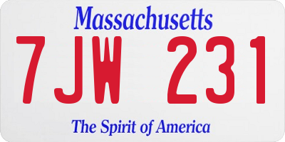 MA license plate 7JW231
