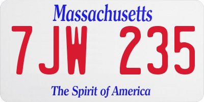 MA license plate 7JW235