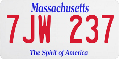 MA license plate 7JW237