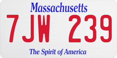 MA license plate 7JW239