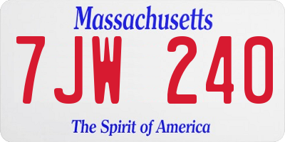 MA license plate 7JW240