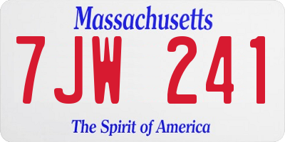 MA license plate 7JW241