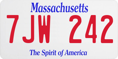 MA license plate 7JW242
