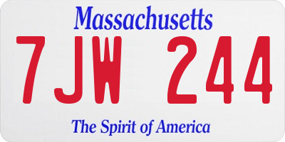 MA license plate 7JW244