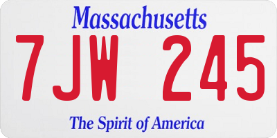 MA license plate 7JW245