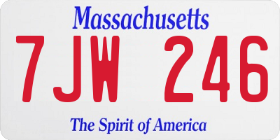 MA license plate 7JW246