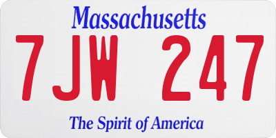 MA license plate 7JW247