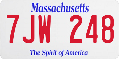 MA license plate 7JW248