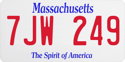 MA license plate 7JW249