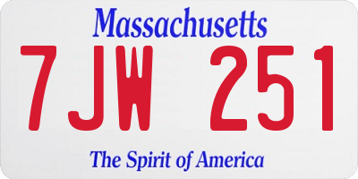 MA license plate 7JW251