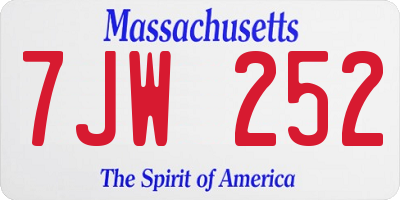 MA license plate 7JW252