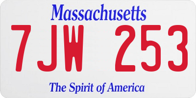 MA license plate 7JW253