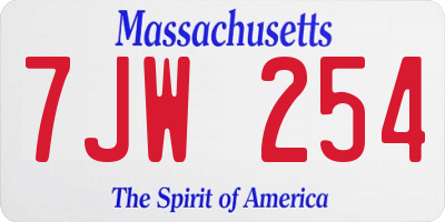 MA license plate 7JW254
