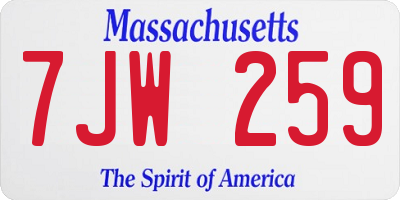 MA license plate 7JW259