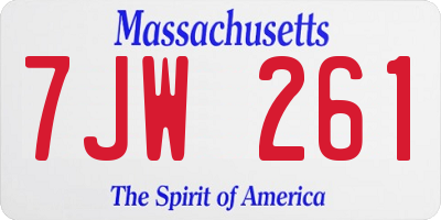 MA license plate 7JW261