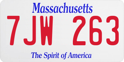 MA license plate 7JW263