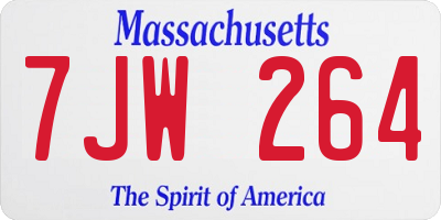 MA license plate 7JW264