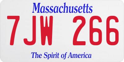 MA license plate 7JW266