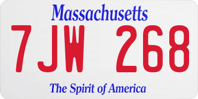 MA license plate 7JW268