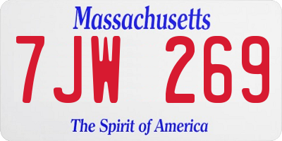 MA license plate 7JW269