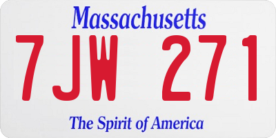 MA license plate 7JW271