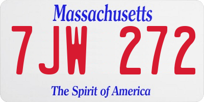 MA license plate 7JW272