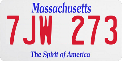 MA license plate 7JW273