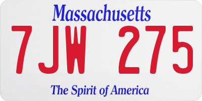 MA license plate 7JW275