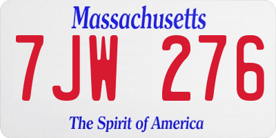 MA license plate 7JW276