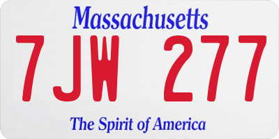 MA license plate 7JW277