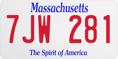 MA license plate 7JW281
