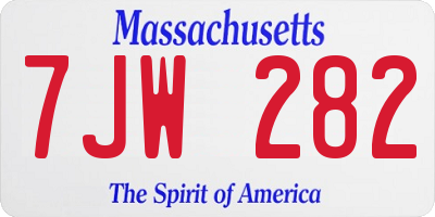 MA license plate 7JW282