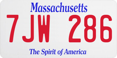 MA license plate 7JW286