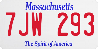 MA license plate 7JW293
