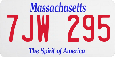 MA license plate 7JW295