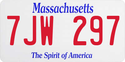 MA license plate 7JW297