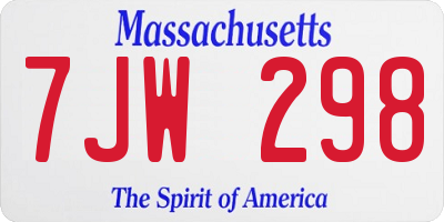 MA license plate 7JW298